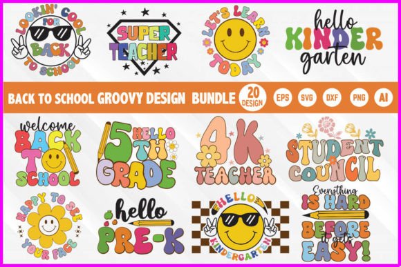 Back to School Groovy Design Bundle: A Retro Creative Asset