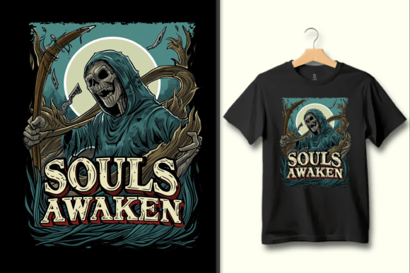 Souls Awaken Graphic Design PNG Artwork: A Gothic Masterpiece