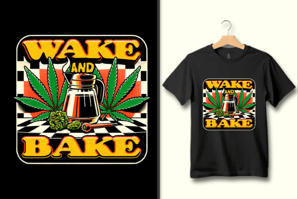 Vibrant Wake and Bake Coffee Design PNG Artwork